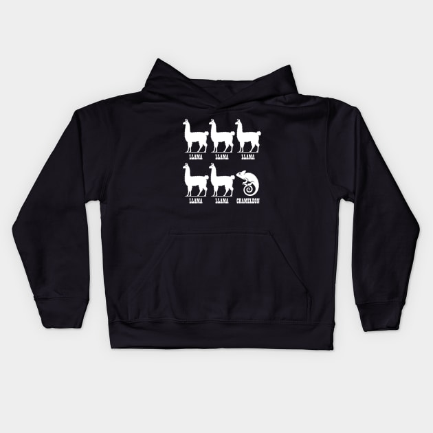 Llama Llama Llama Llama Llama Chameleon (White) Kids Hoodie by inotyler